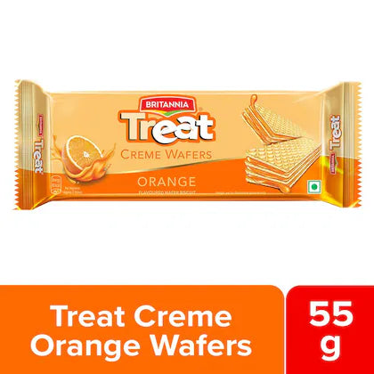 Britannia Treat Orange Creme Wafers Biscuits 55 g