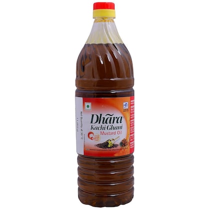 Dhara Kachi Ghani Mustard Oil 1 L (Bottle)