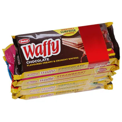 Dukes Waffy Creamy & Crunchy Wafers Assorted Pack 60 g (Pack of 6)