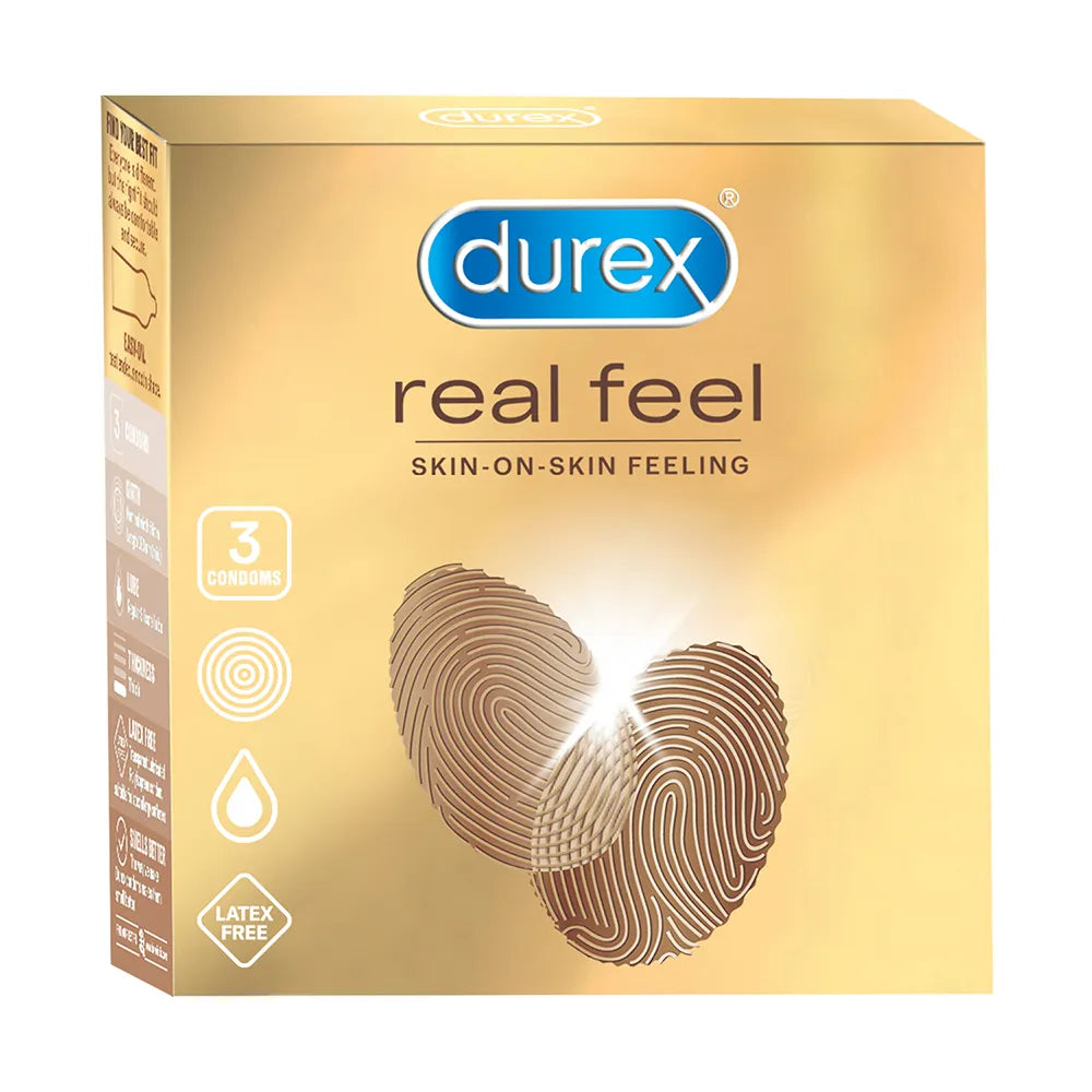 Durex Real Feel Condoms For Men For Real Skin On Skin Feeling Latex Free