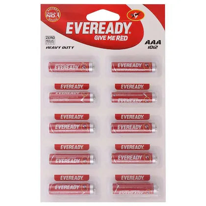 Eveready Red 1012 AAA Carbon Zinc Batteries (Pack of 10)