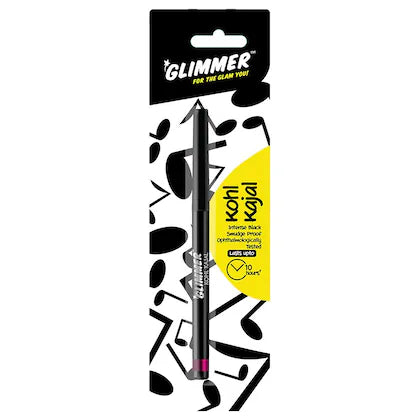 Glimmer 10HR Smudge Proof Waterproof Kohl Kajal, Intense Black 0.25 g