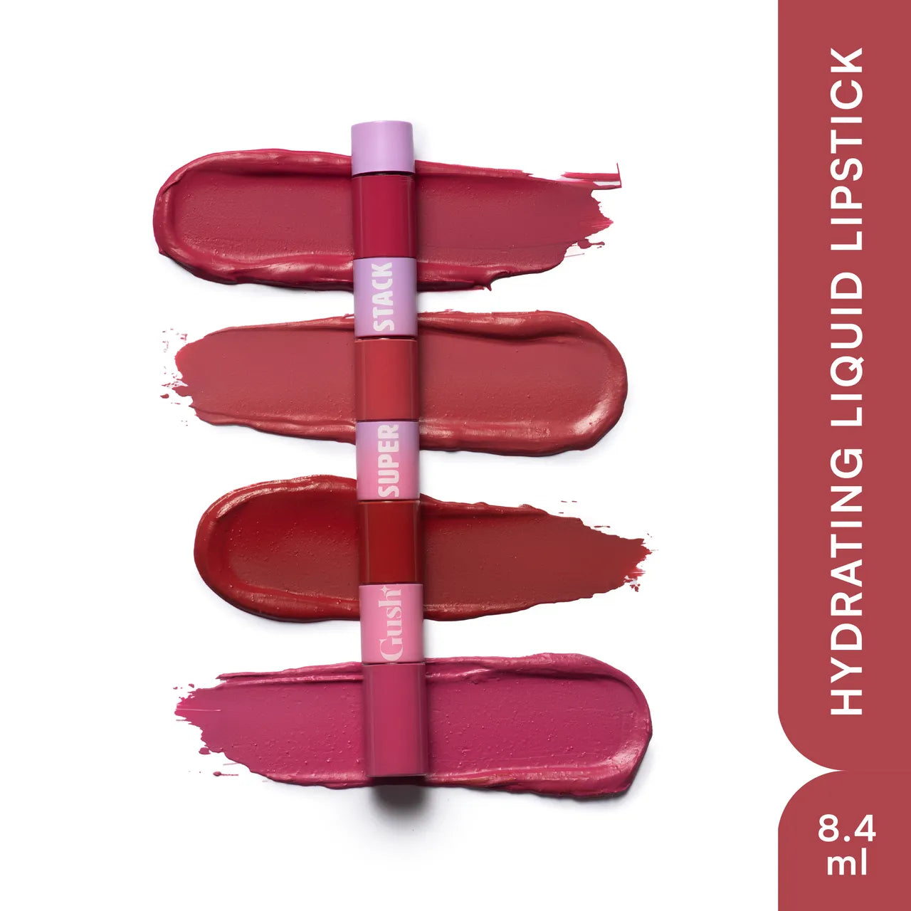 Gush Beauty Super Stack 4 in 1 Liquid Lipstick Stack | Conditioning & Pigmented | Think Pink | Everyday Pink