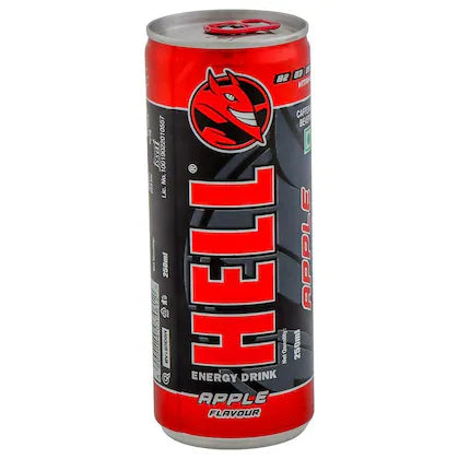 Hell Apple Flavour Caffeinated Beverage Energy Drink 250 ml (Can)