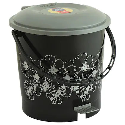 Home One Super Silver Plastic Dustbin with Lid 7 L