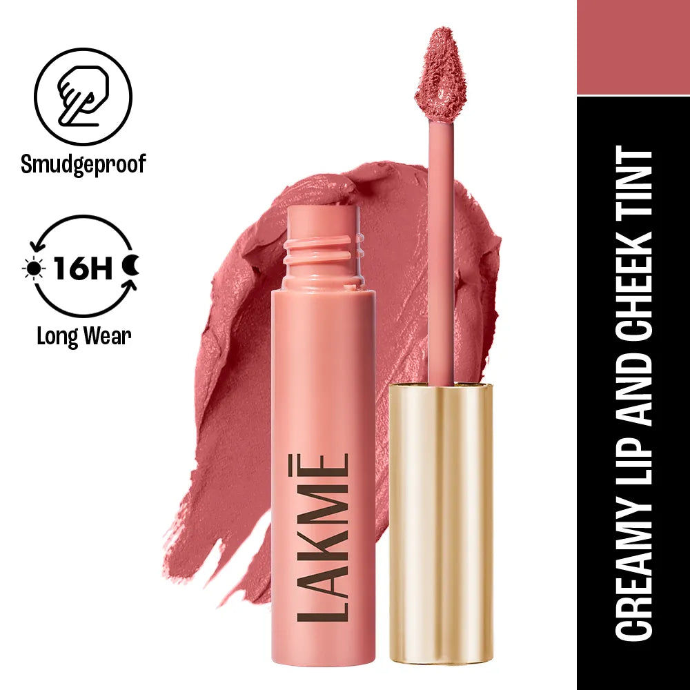 Lakme Double Duty Lip & Cheek Mousse Matte Lipstick & Soft Blush, Nude Cushion