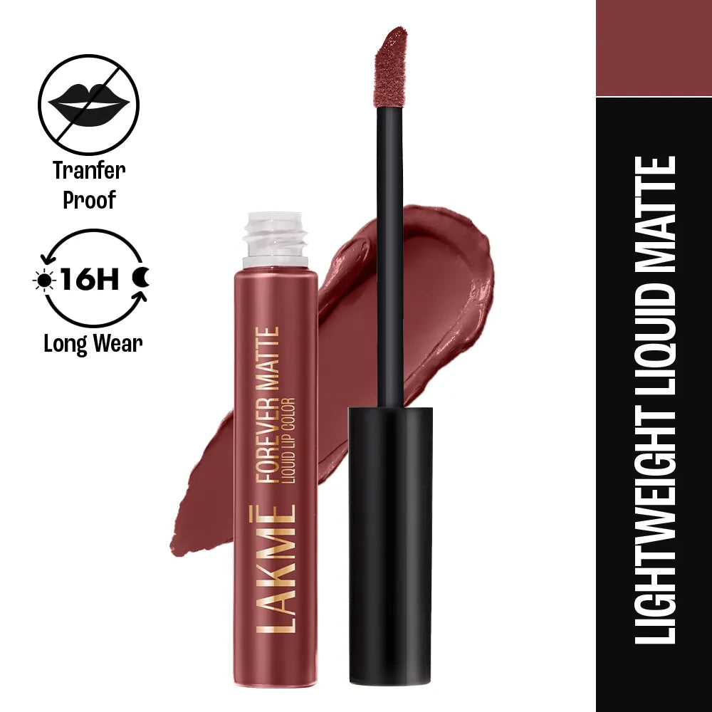 Lakme Forever Matte Liquid Lip, 16hr Lipstick, Lightweight & transferproof - Nude Dream