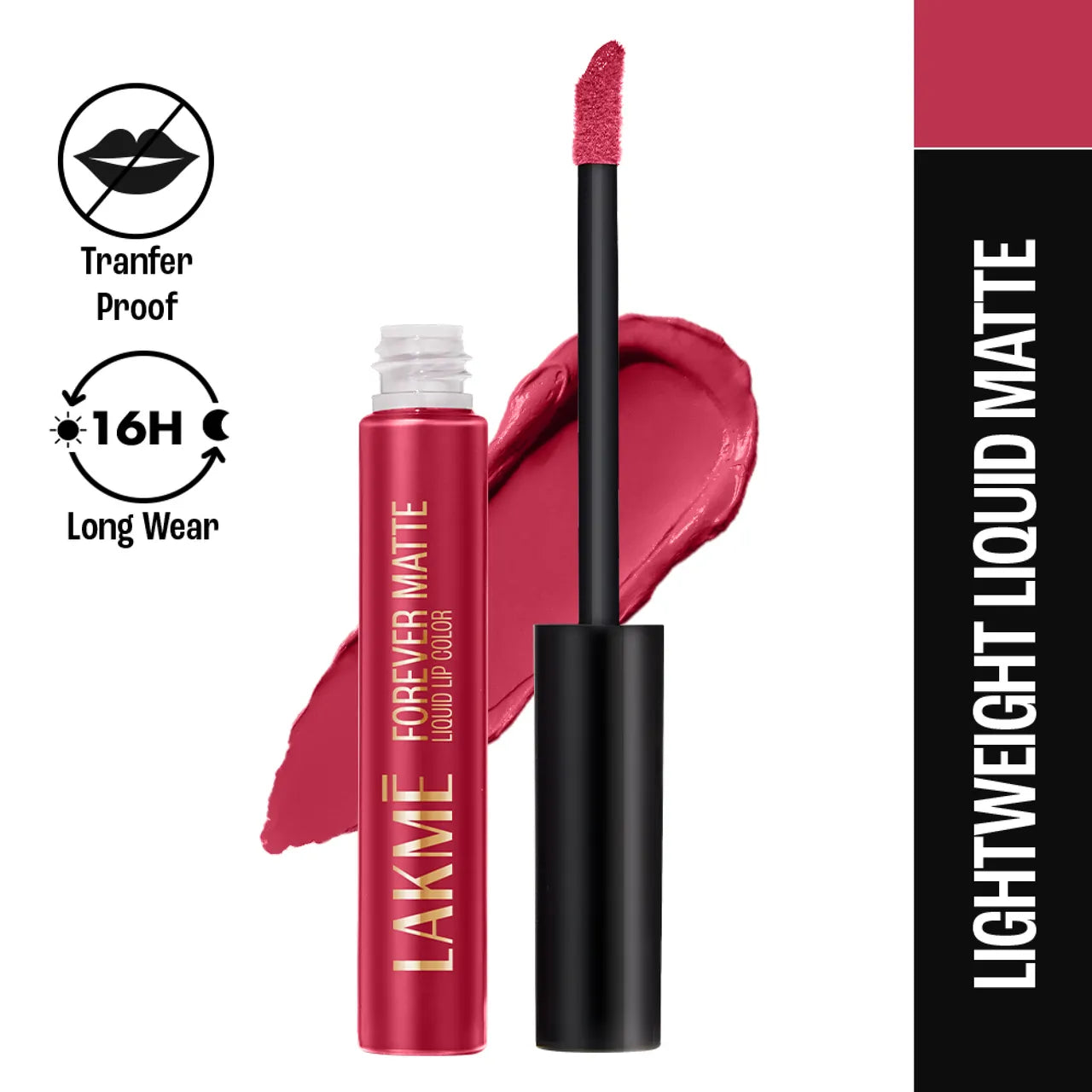 Lakme Forever Matte Liquid Lip, 16hr Lipstick, Lightweight & transferproof - Red Candy (5.6 ml)