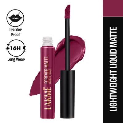 Lakme Forever Matte Liquid Lip, 16hr Lipstick, Lightweight & transferproof - Red Wine