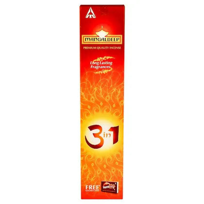 Mangaldeep 3 In1 Premium Incense Stick with Free Match Box 114 g