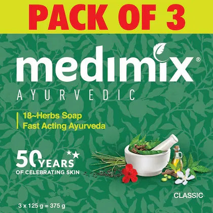 Medimix Ayurvedic 18-Herbs Classic Soap 125 g (Pack of 3)