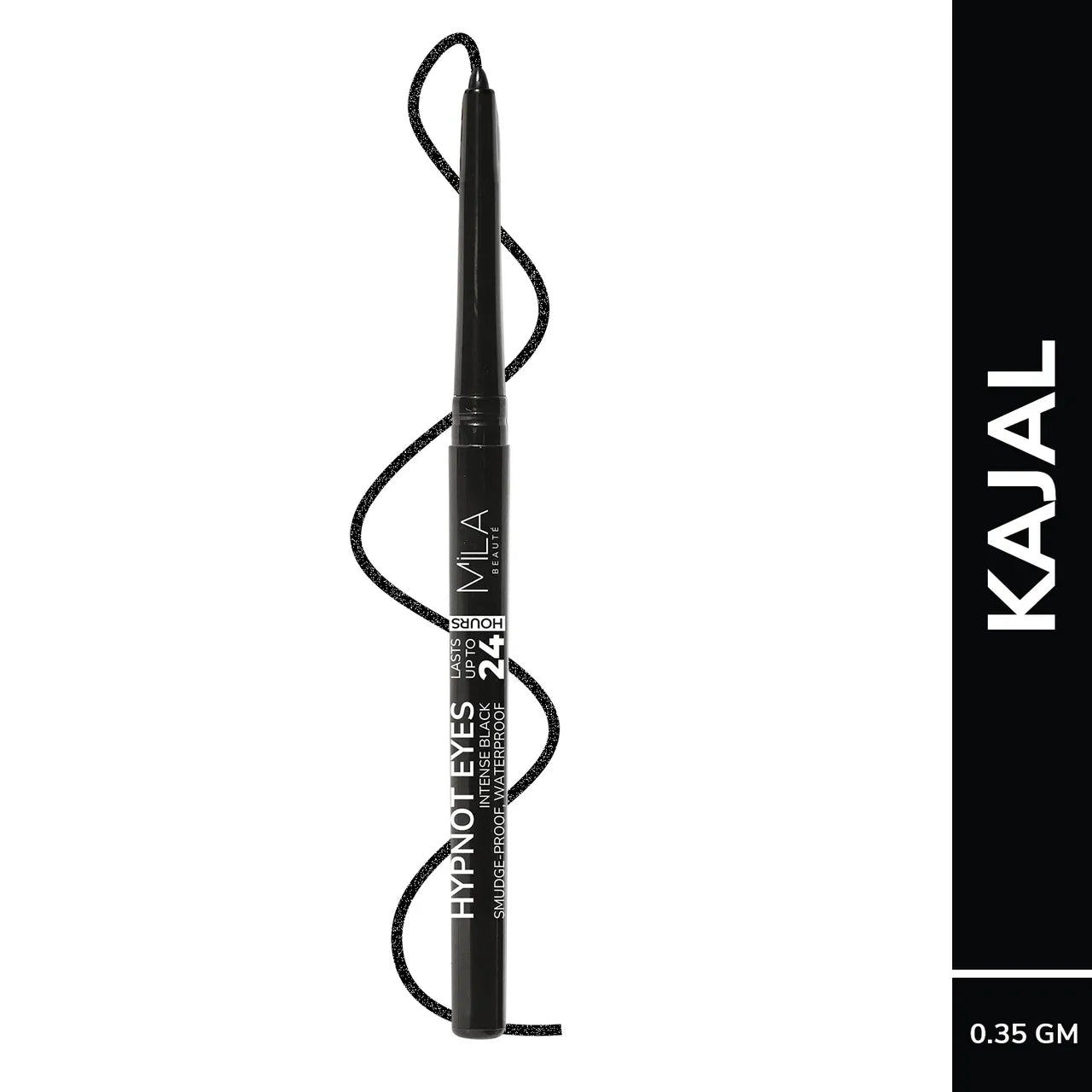 Mila Beaute Hypnot Eyes Kajal Waterproof & Smudgeproof 24Hr Longwear - Black