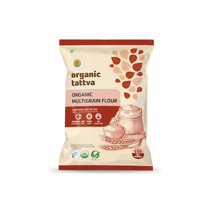 ORGANIC TATTVA Organic Multigrain Flour High Fibre Rich in Protein Makes Soft Rotis Blend of Millets and Whole Wheat Flour Pesticide and Chemical Free (Pack Of 1 _ 5Kg)