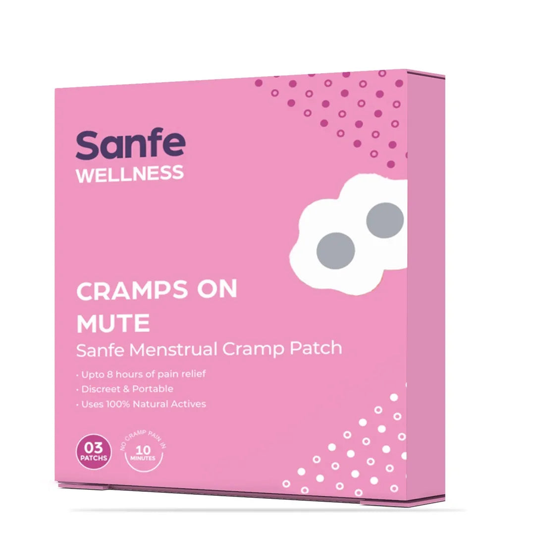Sanfe Menstrual Cramp Patch | 8 hr relief, Instant, 100% natural | No side effects | 3 Pairs