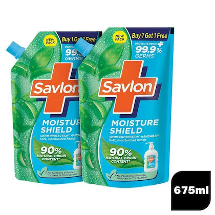 Savlon Moisture Shield Handwash Refill 675 ml (Buy 1 Get 1 Free)