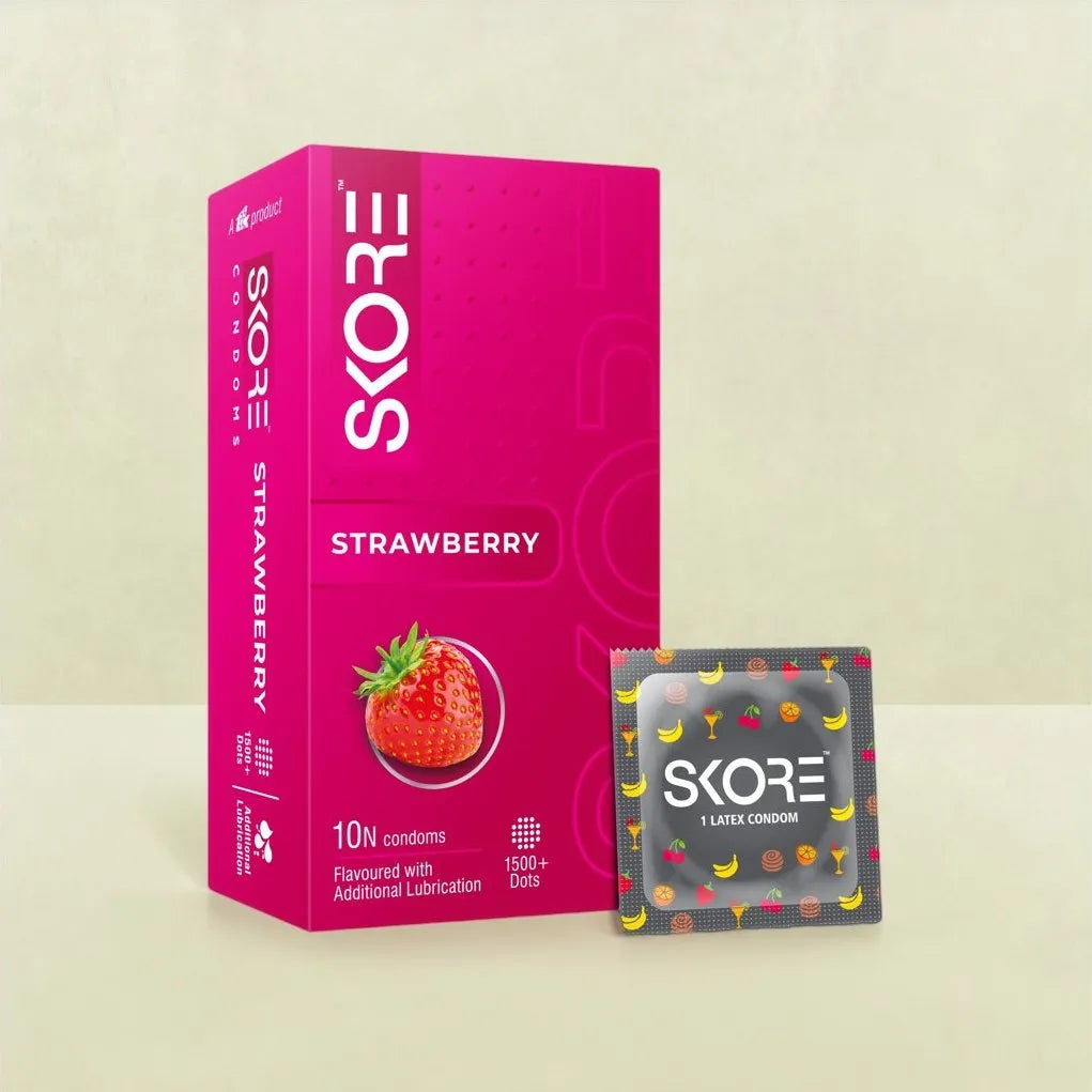 Skore Colored And Flavoured Condoms - Strawberry