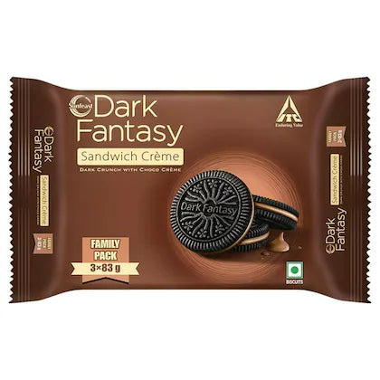Sunfeast Dark Fantasy Choco Creme Biscuits 249 g (Pack of 3)