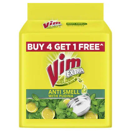 Vim Extra Anti Smell Pudina Dishwash Bar 200 g (Buy 4 Get 1 Free)
