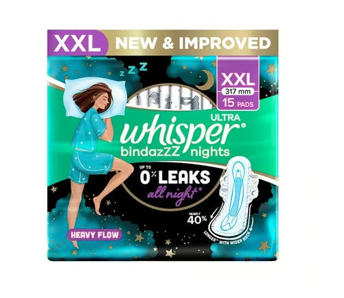 Whisper Ultra Bindaz Nights Sanitary Pads (XXL+ Wings)