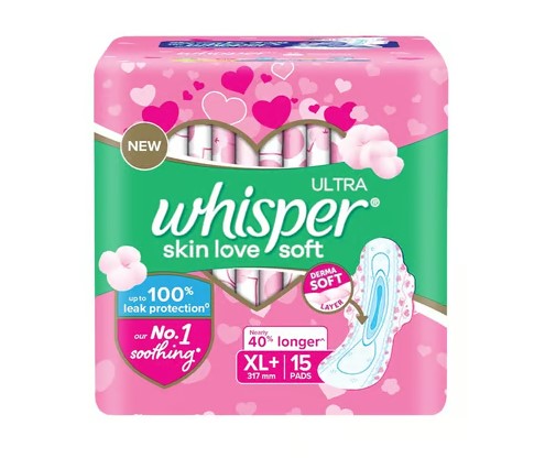 Whisper Ultra Skin Love Soft Sanitary Pads (XL+ Wings)