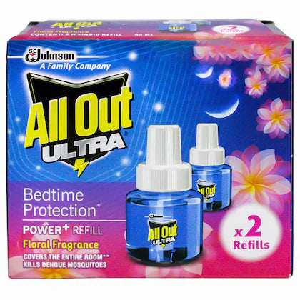 All Out Ultra Floral Power+ Mosquito Repellent Refill 45 ml (Pack of 2)
