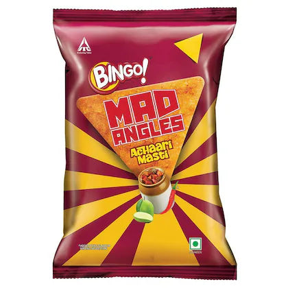 Bingo! Mad Angles Achaari Masti - Mango Pickle Flavour Crunchy Triangle Chips Pack - 117g