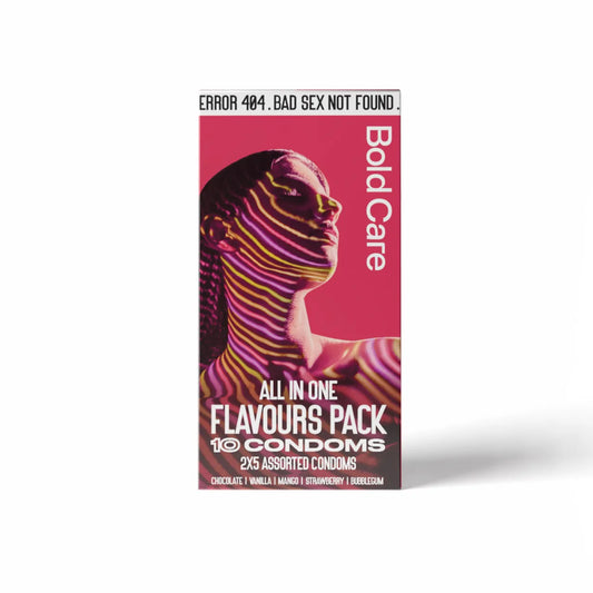 Bold Care 404 By All-In-One Flavours Pack Condoms - Chocolate, Strawberry, Mango, Vanilla, & Bubblegum