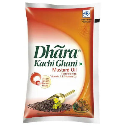 Dhara Kachi Ghani Mustard Oil 1 L (Pouch)