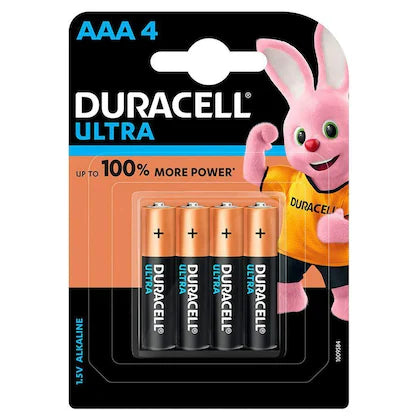 Duracell Ultra AAA Alkaline Batteries 1.5 V (Pack of 4)
