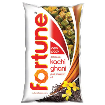 Fortune Premium Kachi Ghani Pure Mustard Oil 1 L (Pouch)