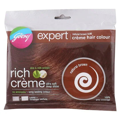 Godrej Expert Rich Creme Ammonia Free Hair Colour, Natural Brown (20 g + 20 ml)