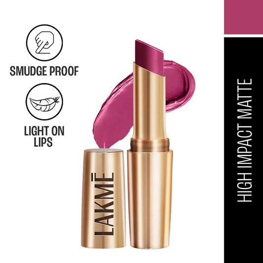 Lakme 9to5 Powerplay Priming Matte Lipstick, Lasts 16hrs, Plum Pick
