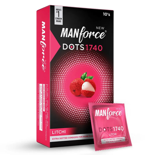 Manforce Extra Dotted (1740 Dots) Litchi Flavoured Condoms
