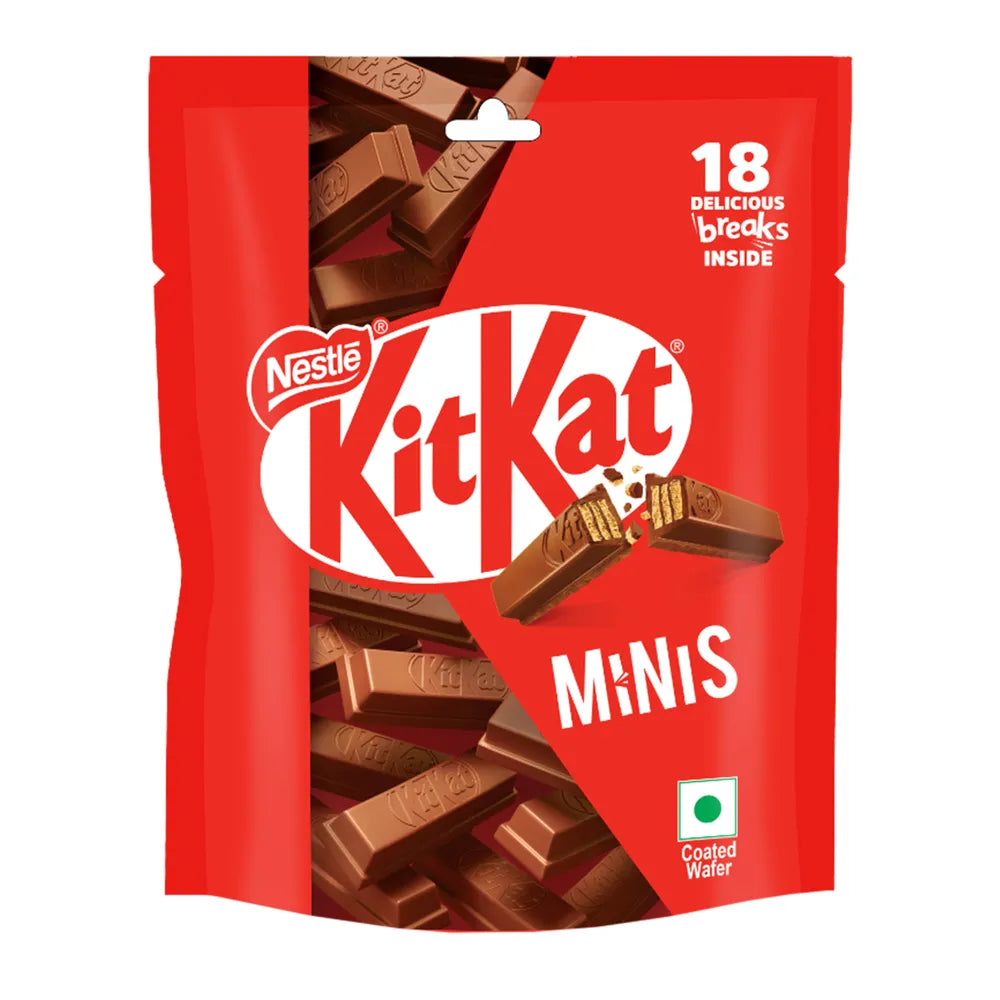 Nestlé KITKAT Minis, Chocolate Coated Wafer Bar, Share Bag, Miniature Pouch