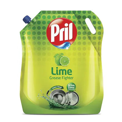 Pril Lime Liquid Dishwash Gel - 2L Pouch | Dish Cleaning Liquid Gel with German Technology - Active Power Molecules Leaves No Residue, Grease Cleaner For All Utensils