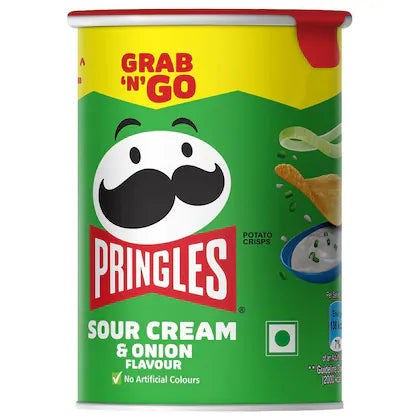 Pringles Grab N Go Sour Cream and Onion Flavour Potato Chips 40 g (Can)