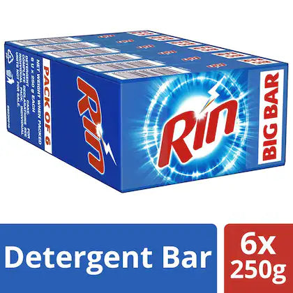 Rin Detergent Bar 250 g (Pack of 6