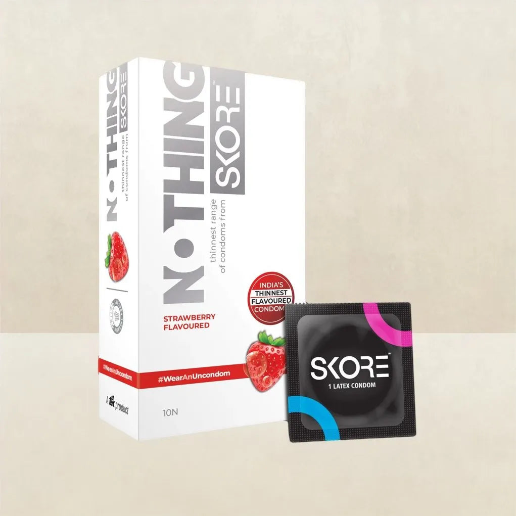 Skore Nothing - Ultra Thin And Strawberry Flavoured Condoms
