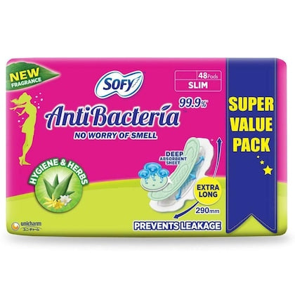 Sofy Antibacterial Hygiene & Herbs Slim Sanitary Napkins (XL) 48 Pads