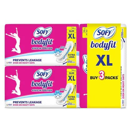 Sofy Bodyfit Slim Sanitary Napkin (XL) 18 pads (Pack of 3)
