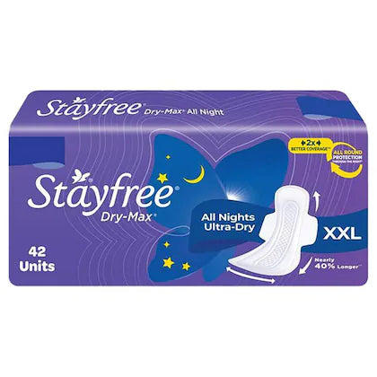 Stayfree All Night Ultra-Dry Max Sanitary Napkin (XXL) 42 pads