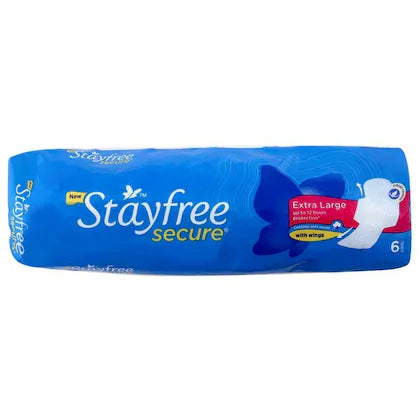 Stayfree Secure Cottony Soft Cover Sanitary Napkin with Wings (XL) 6 pads