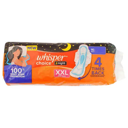 Whisper Choice Night Sanitary Pads (XXL) 16 Pads
