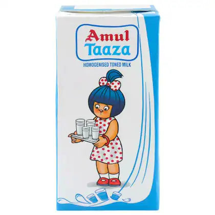 Amul Taaza Homogenised Toned Milk 1 L (Tetra Pak)